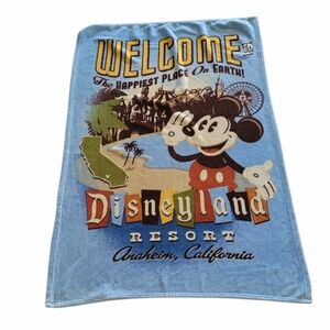 Disney Mickey Mouse Disneyland Resort Anaheim California Vintage Blue Blanket
